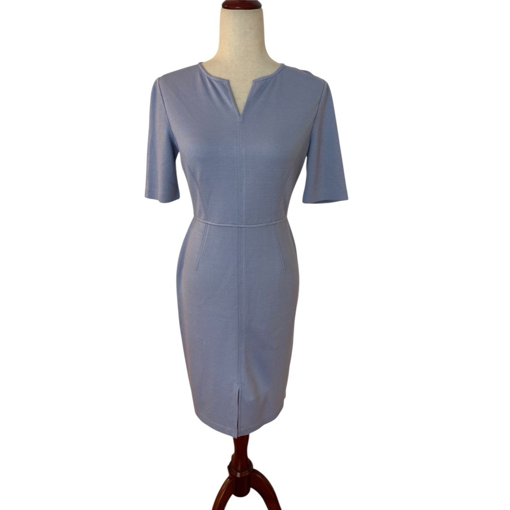 St. John Purple Milano Knit Sheath Dress Front Vent‎ Women's 2 EUC